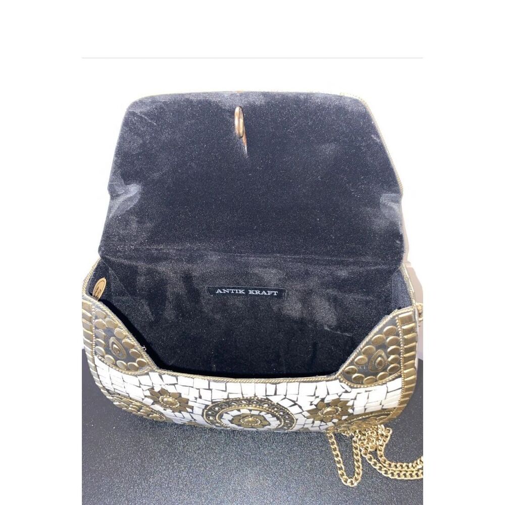 Antik Kraft Bohemian Style Womens Metal Honey Clutch/ Crossbody Bag NWT - Picture 8 of 9